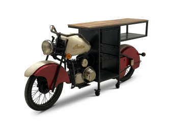 Vintage-Motorrad-Bartisch / Weinbar – Industrieller Blickfang – ca. 225 cm breit