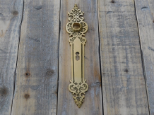 Lange deurplaat Tilspet - gepolijst messing, als antiek
