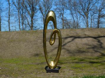 Große abstrakte Skulptur IX - Alu-Messing - auf Granitsockel