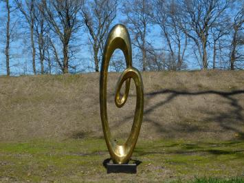 Große abstrakte Skulptur IX - Alu-Messing - auf Granitsockel