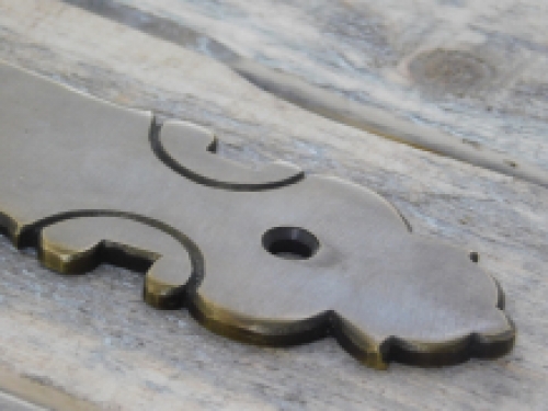 Halve set deurbeslag PZ92 - knop met lange plaat - gepatineerd messing