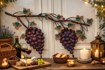 Atmosphärische Wanddekoration – Weintraube aus Metall