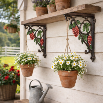 Een paar gietijzeren muurbeugels