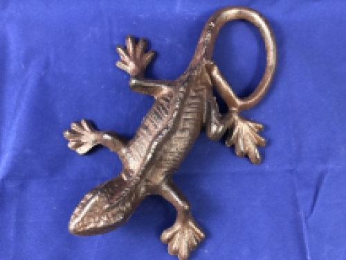 Hagedis, gekko, gietijzer bruin, prachtig mooi beeld