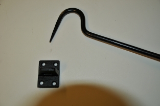 Cabine haak - haak als windhaak sluiting , ijzer,zwart, 28 cm.