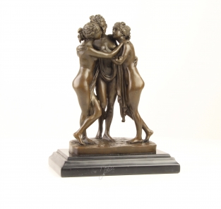 Bronzen beeld van Drie Gratiën drie zusters