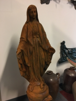 Mutter Maria / Mother Mary, große Vollstein-Oxyd-Statue auf Sockel, TOP!!