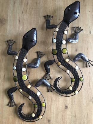 1 Satz Salamander - Eidechsen aus Eisen, voller Kragen, wunderschön!