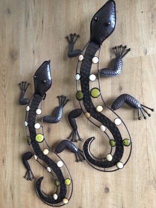 1 Satz Salamander - Eidechsen aus Eisen, voller Kragen, wunderschön!