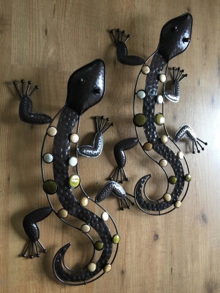 1 set Salamanders - hagedissen gemaakt van ijzer, vol collor, prachtig!