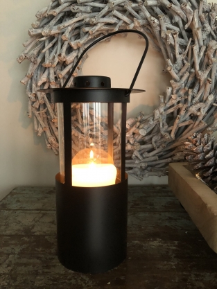 Öllampe – Schwarz – Metall und Glas – Laterne – Aufhängbar