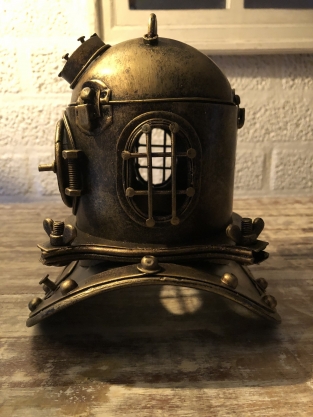 Nautistische brass-messing-look duikhelm, prachtig!!