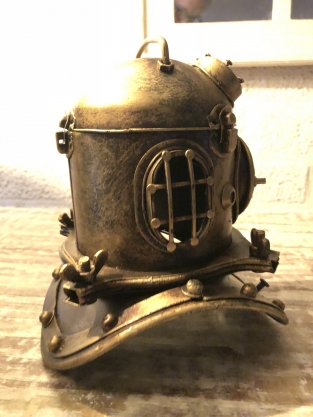 Nautistische brass-messing-look duikhelm, prachtig!!