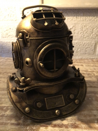 Nautistische brass-messing-look duikhelm, prachtig!!