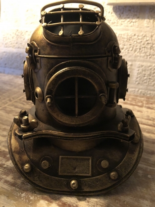 Nautistische brass-messing-look duikhelm, prachtig!!
