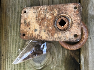 Rustieke ringen set als deursluiter/poortsluiter, prachtig nostalgisch rust brown