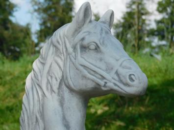 Statue Pferdekopf - Vollstein - weiß mit Grautönen