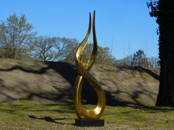 Große abstrakte Skulptur X - Alu-Messing - auf Granitsockel