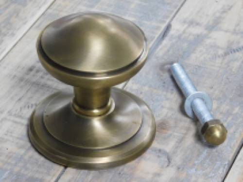 Vaste deurknop - gepatineerd messing - inclusief rozet