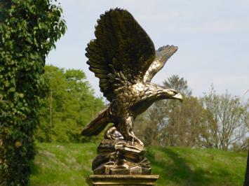 Adler auf Sockel - Polystone - gold/schwarz