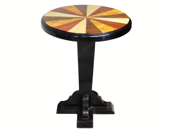 Antieke Art Deco Bijzettafel – Handgemaakt – Ø 60 cm – 75 cm Hoog