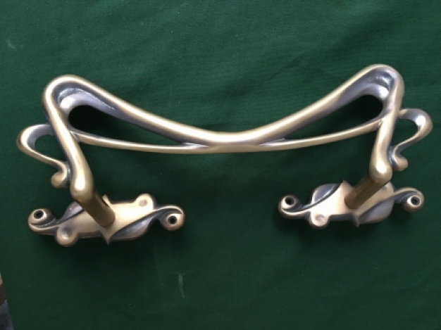 Trekhendel antieke Jugendstil handvat voor de voordeur, messing zeer indrukwekkend