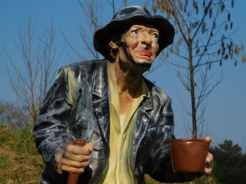 Statue Bettler – 92 cm – Polystone – Schwarz