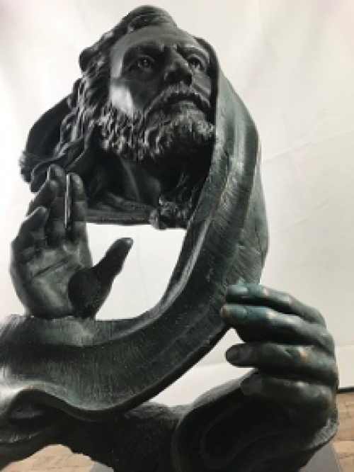 Modernistische Bronzestatue von Gott, grünes Finish