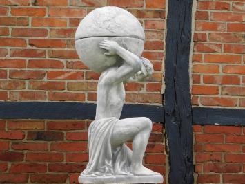 Statue Atlas mit Glühbirne + Blumentopf auf Sockel - 170 cm - Stein