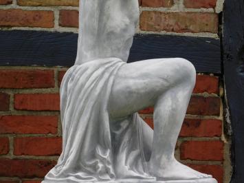 Statue Atlas mit Glühbirne + Blumentopf auf Sockel - 170 cm - Stein