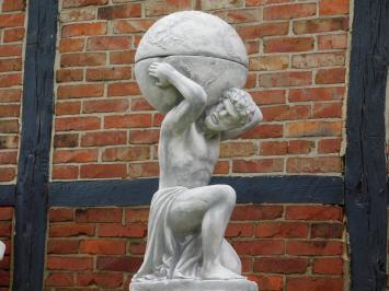 Statue Atlas mit Glühbirne + Blumentopf auf Sockel - 170 cm - Stein