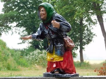 Bedelvrouw XL – 80 cm - Humoristisch Karakterbeeld van Polystone