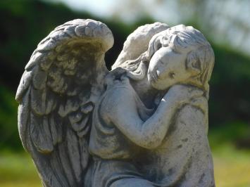 Beeld Engel op Bol - 36 cm - Steen