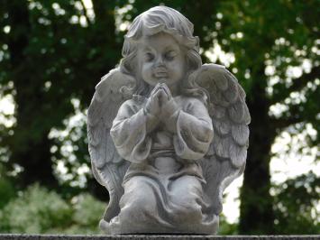 Engel-Figur – 33 x 24 cm – Weiß/Grau – Polystone