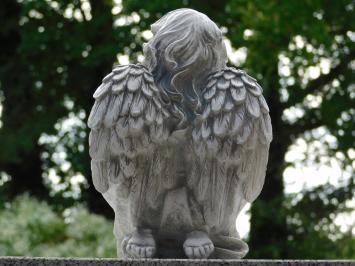 Engel-Figur – 33 x 24 cm – Weiß/Grau – Polystone