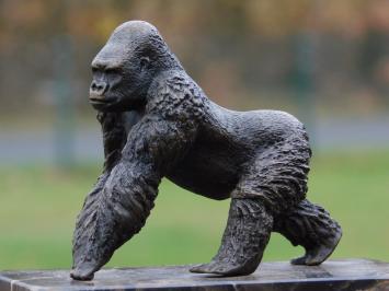Bronzen beeld Gorilla op Marmeren voet