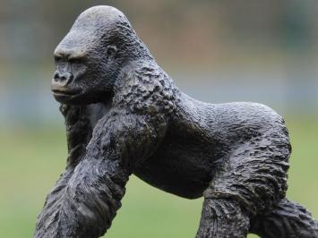 Bronzen beeld Gorilla op Marmeren voet