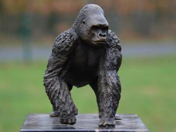 Bronzen beeld Gorilla op Marmeren voet