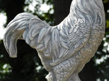 Gartenfigur „Hahn XL“ auf Sockel – 112 cm – Tierfigur aus Stein mit Säule