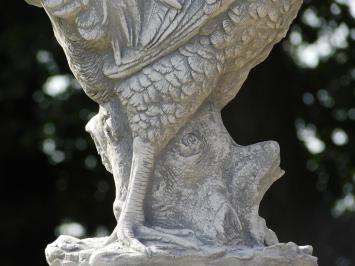 Gartenfigur „Hahn XL“ auf Sockel – 112 cm – Tierfigur aus Stein mit Säule
