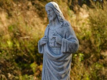 Statue des Heiligen Herzens Jesu auf Sockel – 127 cm – Klassisches Steinset
