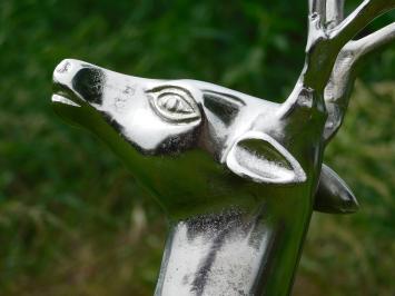 Beeld Hert - 70 cm - Alu in Nikkel/Zilverkleur - Decoratief Beeld