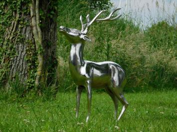 Beeld Hert - 70 cm - Alu in Nikkel/Zilverkleur - Decoratief Beeld