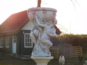 Statue Mann & Frau mit Schale - 80 cm - Stein