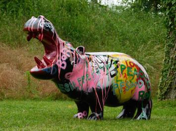 Hippo-Skulptur, Kunstdesign – 95 x 70 cm – Polystone