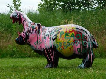 Hippo-Skulptur, Kunstdesign – 95 x 70 cm – Polystone