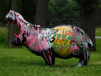 Hippo-Skulptur, Kunstdesign – 95 x 70 cm – Polystone