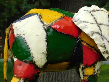 Metalen Olifant Kano Kleurrijk - 55 x 100 cm - Afrikaans Kunstwerk