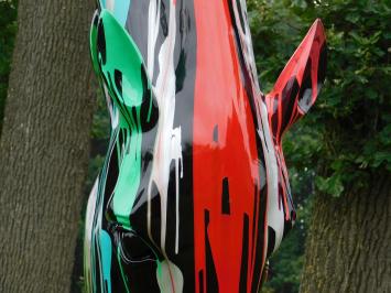 XL-Pferdekopf-Kunstskulptur auf Sockel – 152 cm – Polystone – Modernes Design