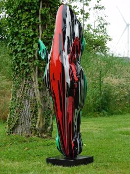 XL-Pferdekopf-Kunstskulptur auf Sockel – 152 cm – Polystone – Modernes Design